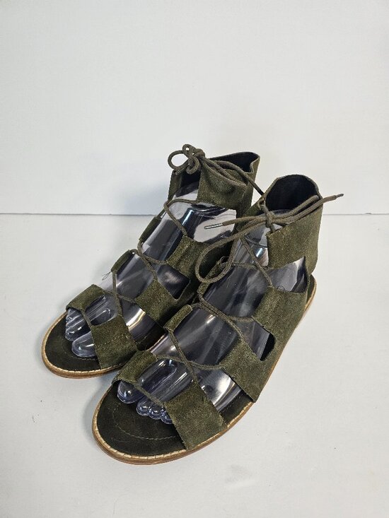 Sole Society Shoes - Sole Society Gladiator Sandals Cady Olive Green Suede Boho Festival Casual 8.5